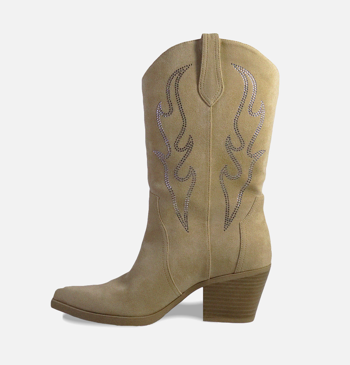 Texas - Bottines santiags en suédine beige